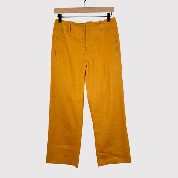 Rag & Bone Womens Suit Set Yellow Linen Tailored Blazer Straight Trouser Size 2 - Picture 3 of 16